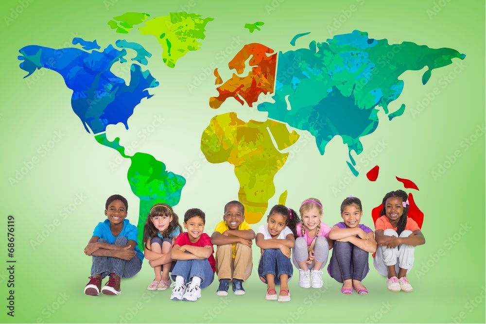 Poster Composite image of elementary pupils smiling