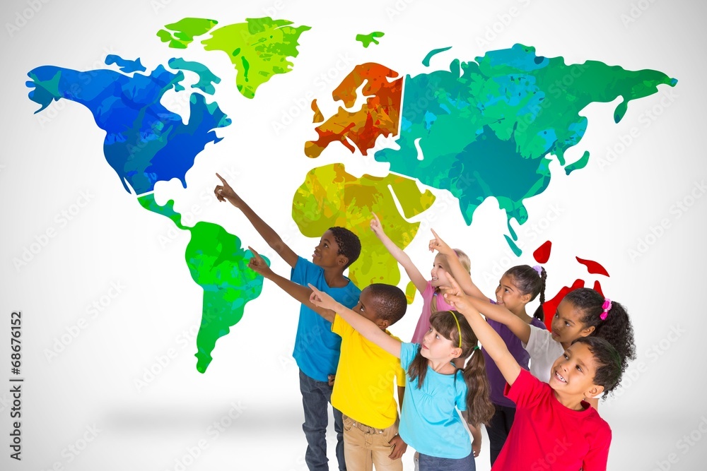 Poster Composite image of elementary pupils pointing
