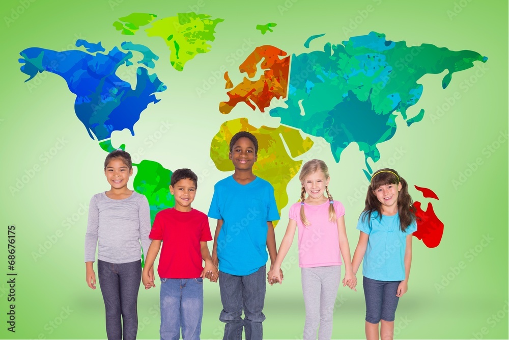 Poster Composite image of elementary pupils smiling
