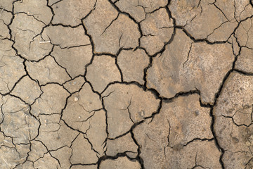 Cracekd land in drought season, background pattern, disaster.