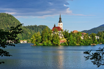 Scenic view of famous lake Bled in Slovenia