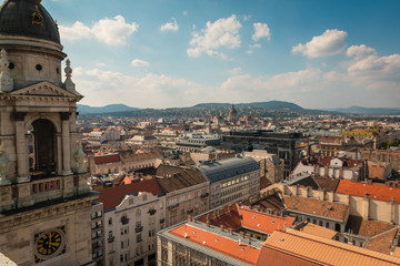 Fototapeta na wymiar View of Budapest from Dome of Saint Stephens Basilica