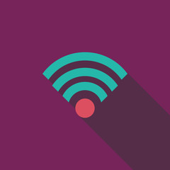 Wireless wifi flat icon with long shadow