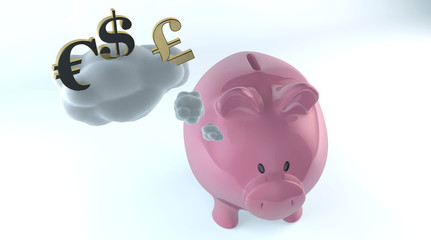 Worried Piggy Bank - Stock Image