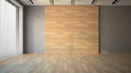 Empty room with wooden  wall