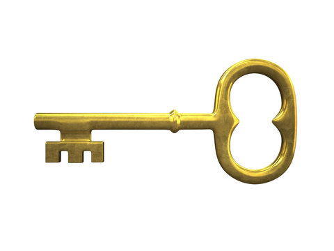 Golden key isolated on white background
