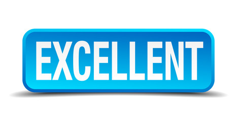 excellent blue 3d realistic square isolated button