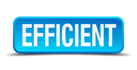 efficient blue 3d realistic square isolated button