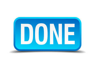done blue 3d realistic square isolated button