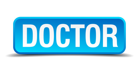 doctor blue 3d realistic square isolated button