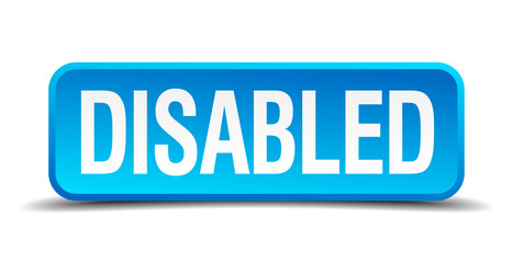 disabled blue 3d realistic square isolated button