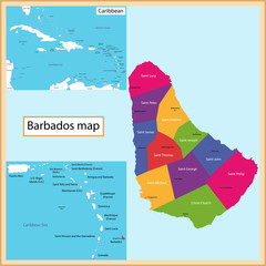 Barbados Map - obrazy, fototapety, plakaty