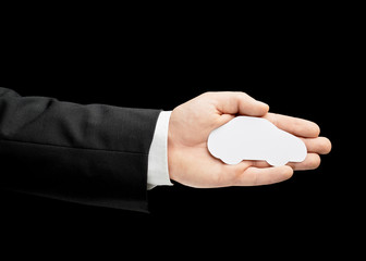 Fototapeta premium Caucasian male hand in a business suit isolated