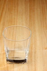 empty glass drink on wood desk