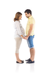 Pregnant couple in studio