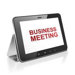 tablet computer with text business meeting