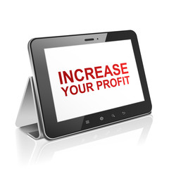 tablet computer with text increase your profit on display