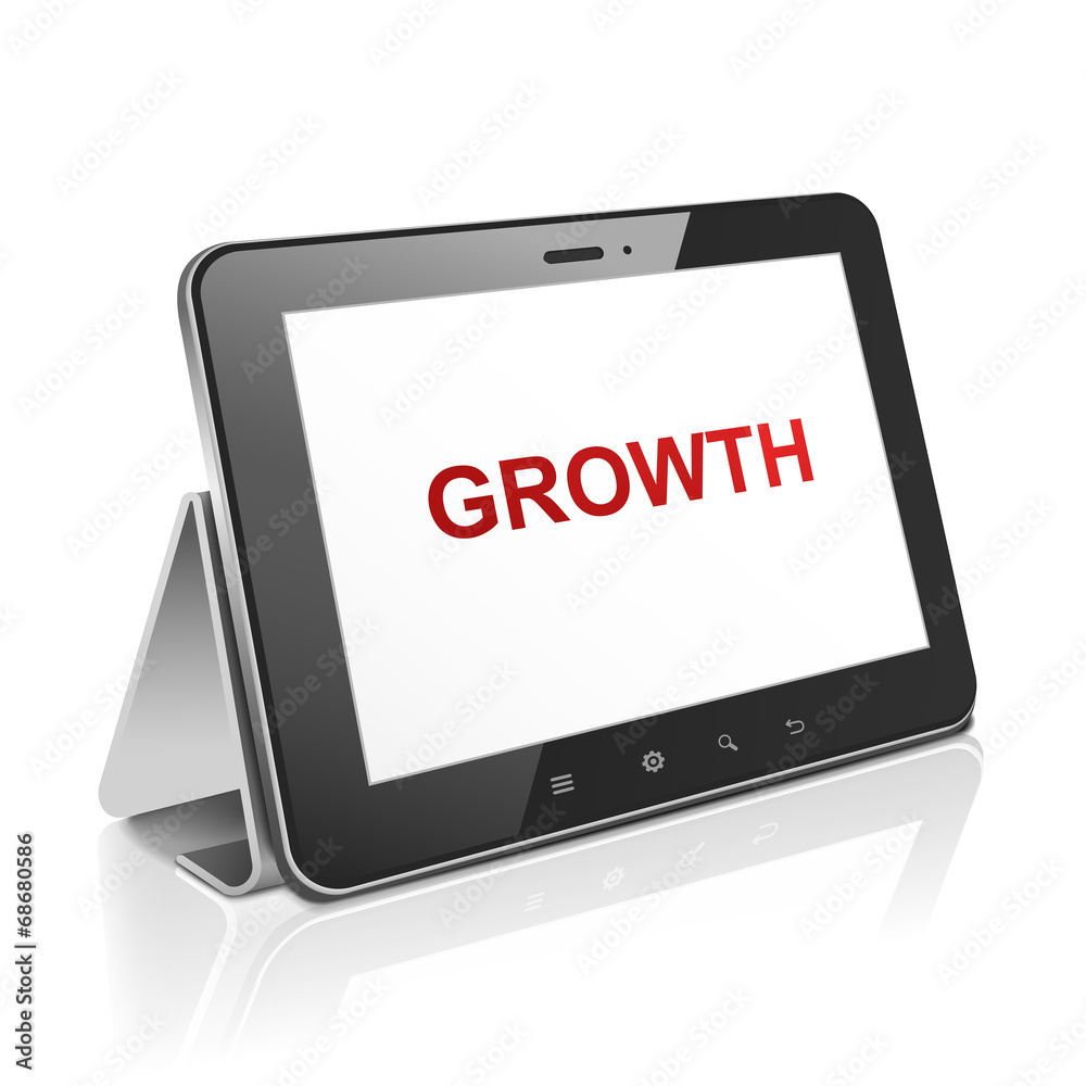 Wall mural tablet computer with text growth on display