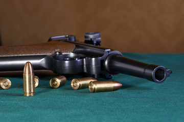 German Parabellum pistol with cartridges