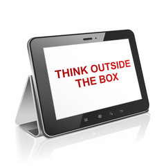 tablet computer with think outside the box on display