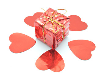 The Red Gift with Hearts