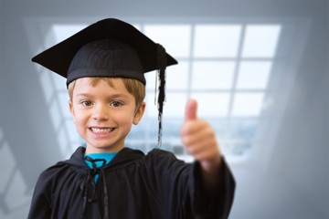 Composite image of cute pupil in graduation robe - Powered by Adobe