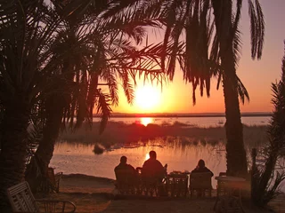 Foto auf Acrylglas Coucher de soleil, Egypte oasis de Siwa © foxytoul