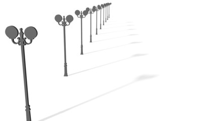 grey street lights row