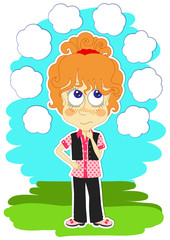 Funny girl is thinking