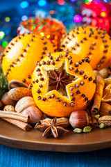 Christmas oranges,spices and nuts