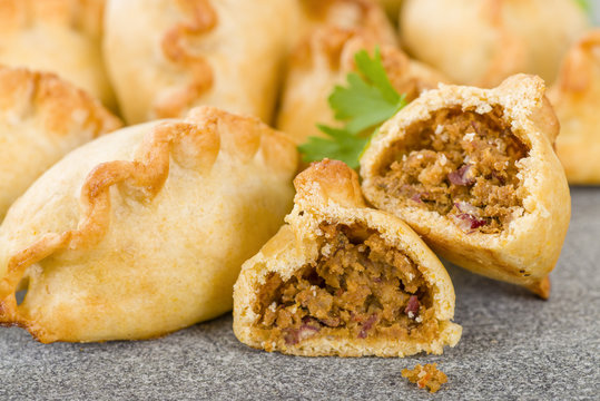 Cornish Pasty - Baked pasty filled with meat and potatoes.