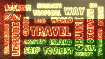 travel relative tags cloud on oman national flag