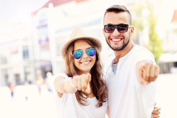 Happy couple in the city