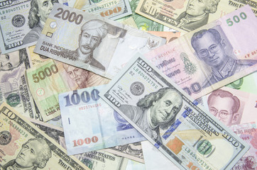 Fototapeta na wymiar US dollars,Euro