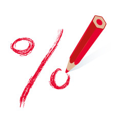 red pencil percent sign