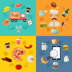 Vector Fast Food Pizza Delivery Icon Illustration
