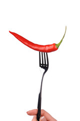 red pepper on the fork