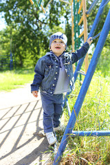 baby on climber outdoors