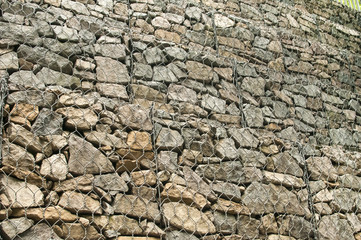 Gabion plastic covered wire mesh baskets filled with stone