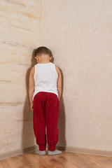 White Little Boy Facing Wooden Walls