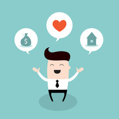 Happy businessman dream about bright future