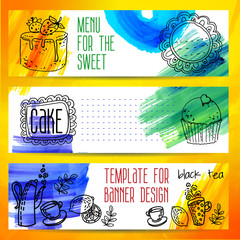 Set of coffee and tea vintage banners.