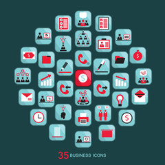 Flat business icons set Vector illustration