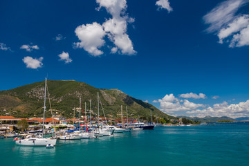 Fototapeta na wymiar Harbor of Nidri on Lefkas Greece