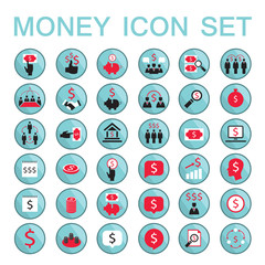 Set icons business success saving earning money