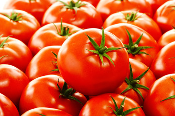 Fresh organic tomatoes on street stall