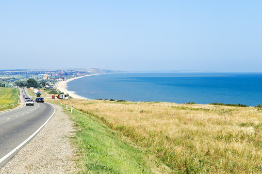 view of resort village Golubitskaya on Sea of Azov
