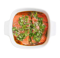Salmon fillet marinated