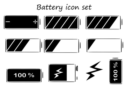 Black and white battery icons