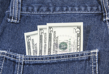 U.S. dollars in the back jeans pocket